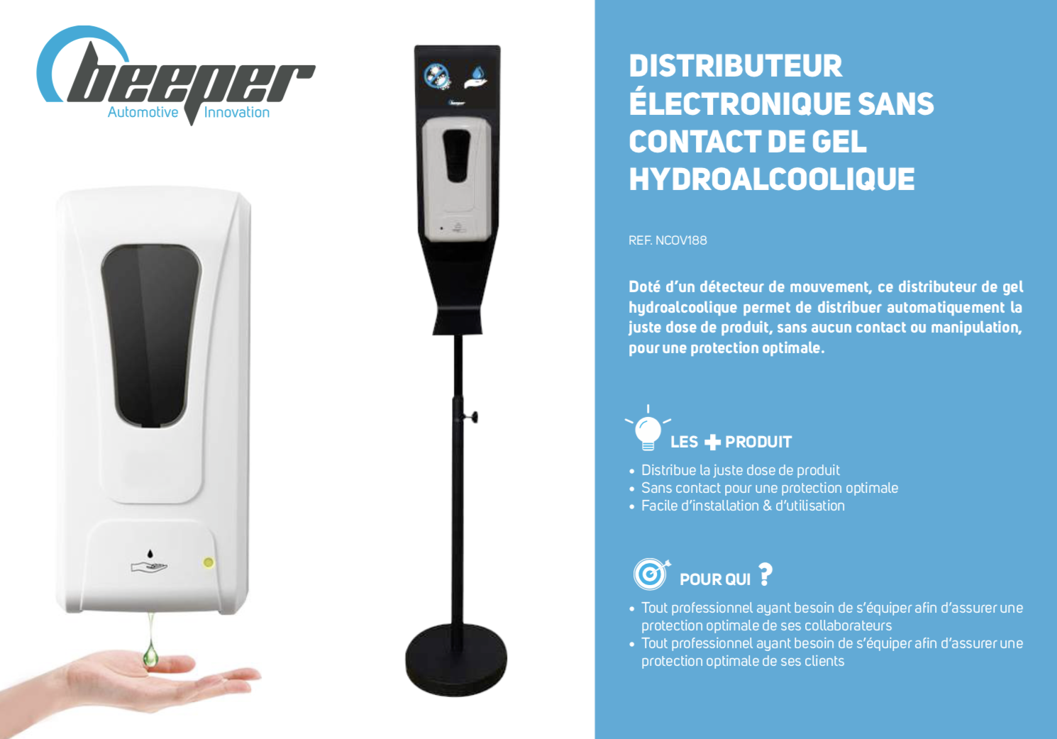 Distributeur automatique de gel hydroalcoolique